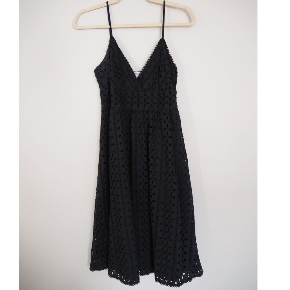 Calvin Klein Black Eyelet Midi Dress Size 6